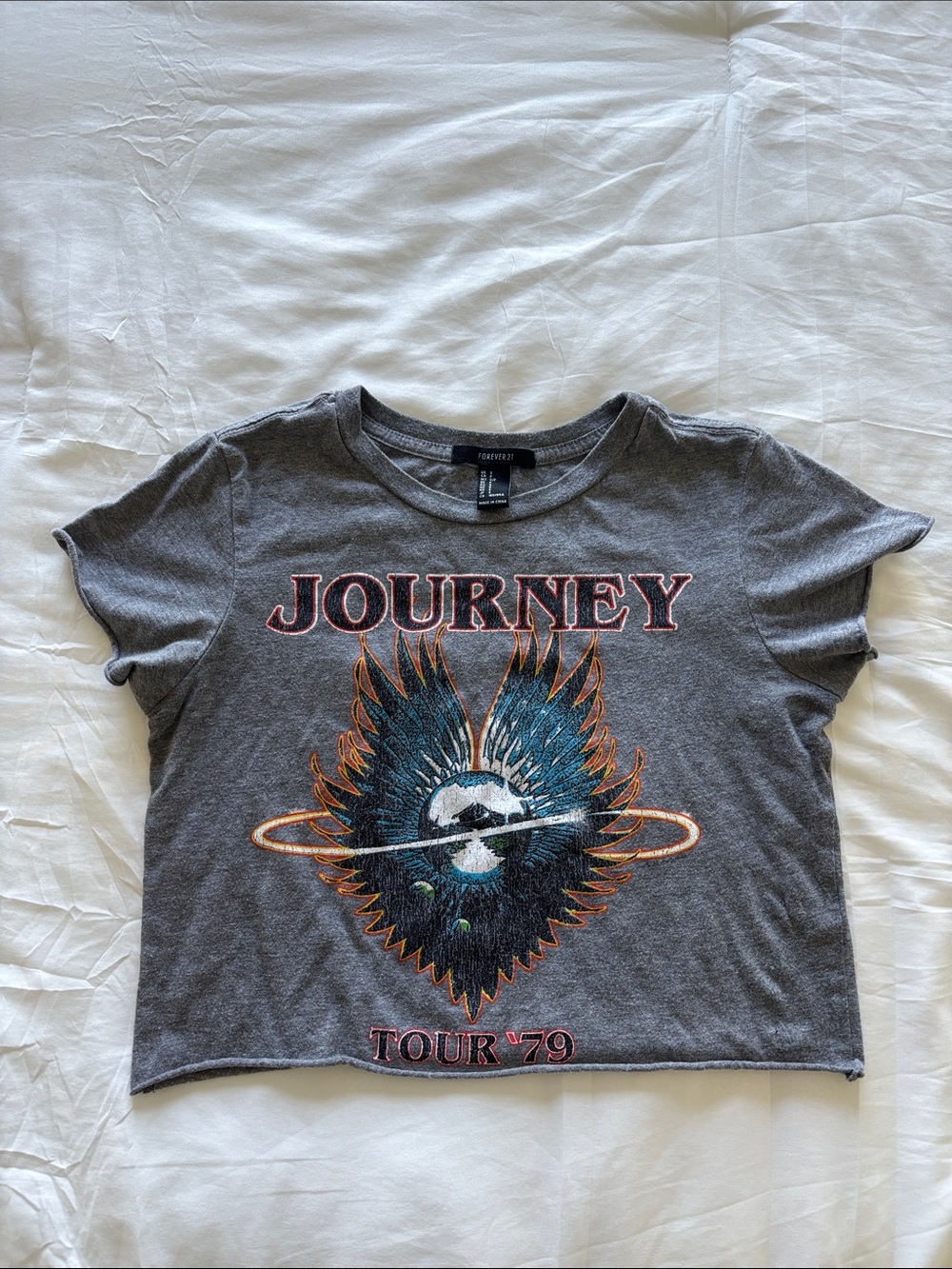 Journey Tour '79 Graphic Crop Tee - Charcoal